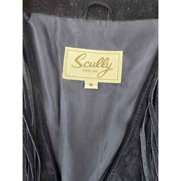 Vintage Western Scully Black Leather Fringe Vest - Medium - Picture 5 of 6